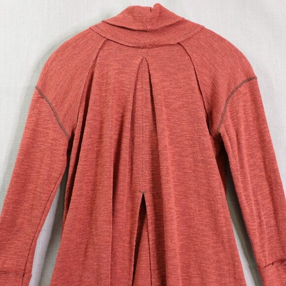 Free People Tunic Top Womens S Split Back Burnt Orange Turtleneck Slub Knit - Picture 4 of 9